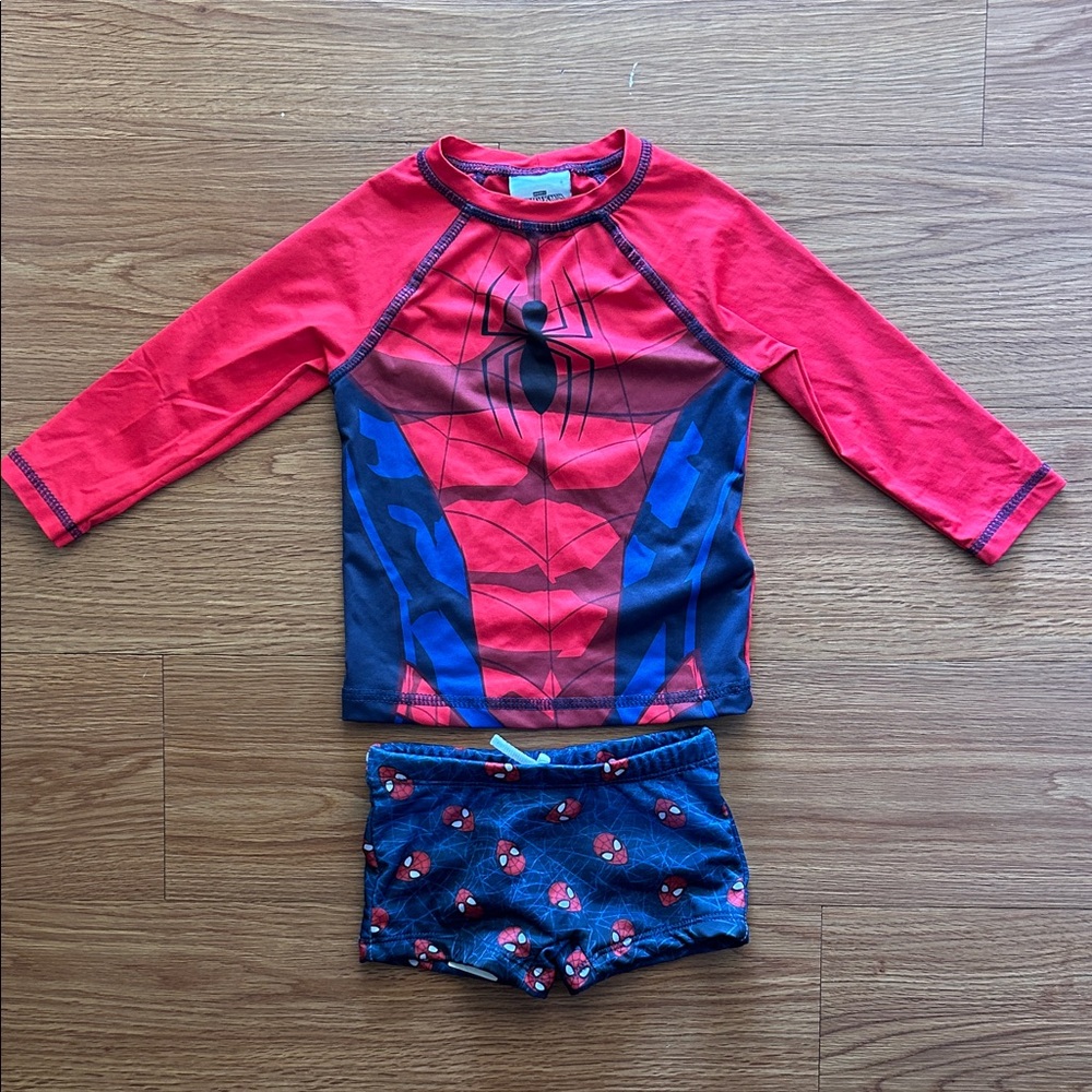 Marvel Spider-Man Kids Rashguard Set - Red and Blue nwot